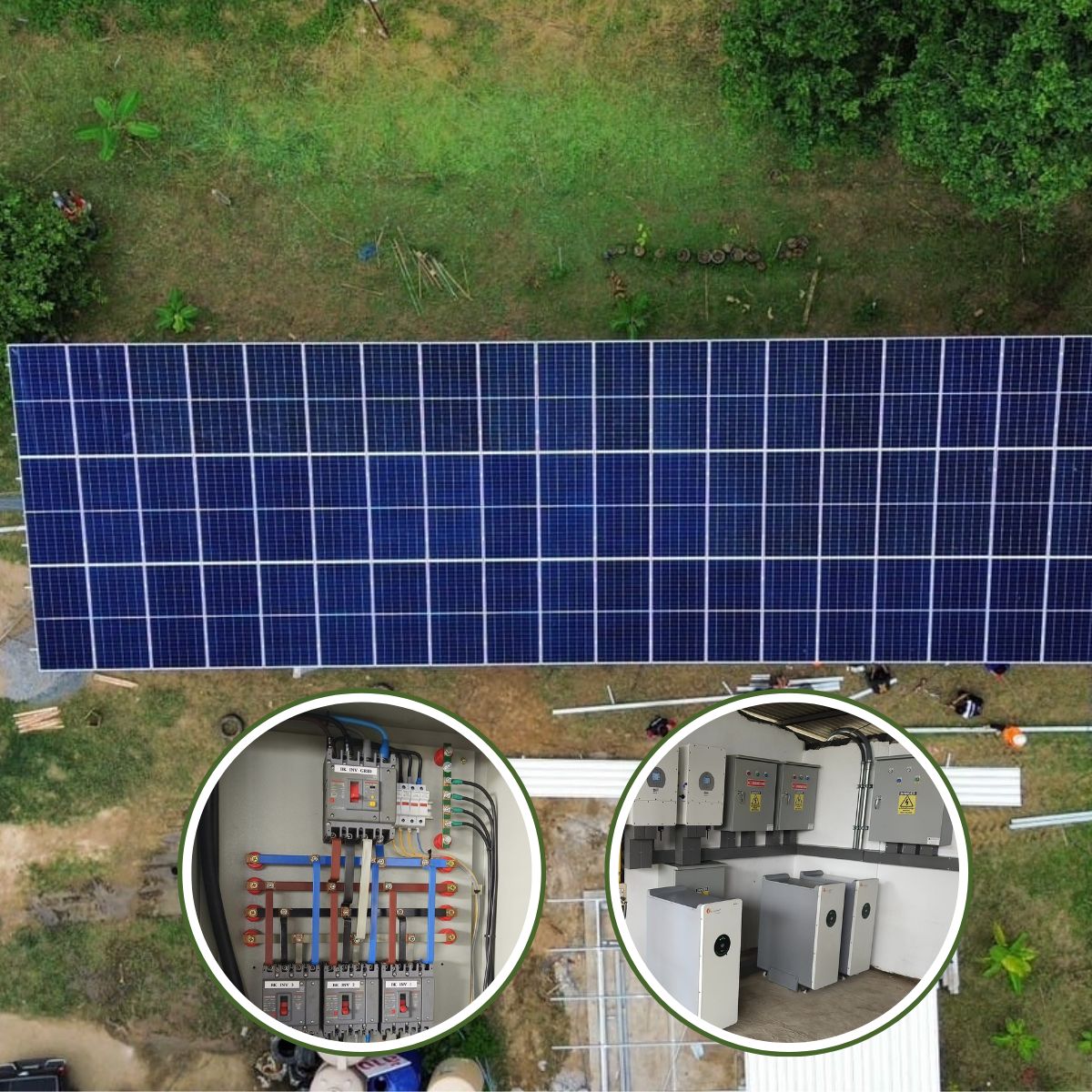 ระบบไฮบริด 38.23kW + ESS 45kWh DEYE 3 เฟส LONGI 580W