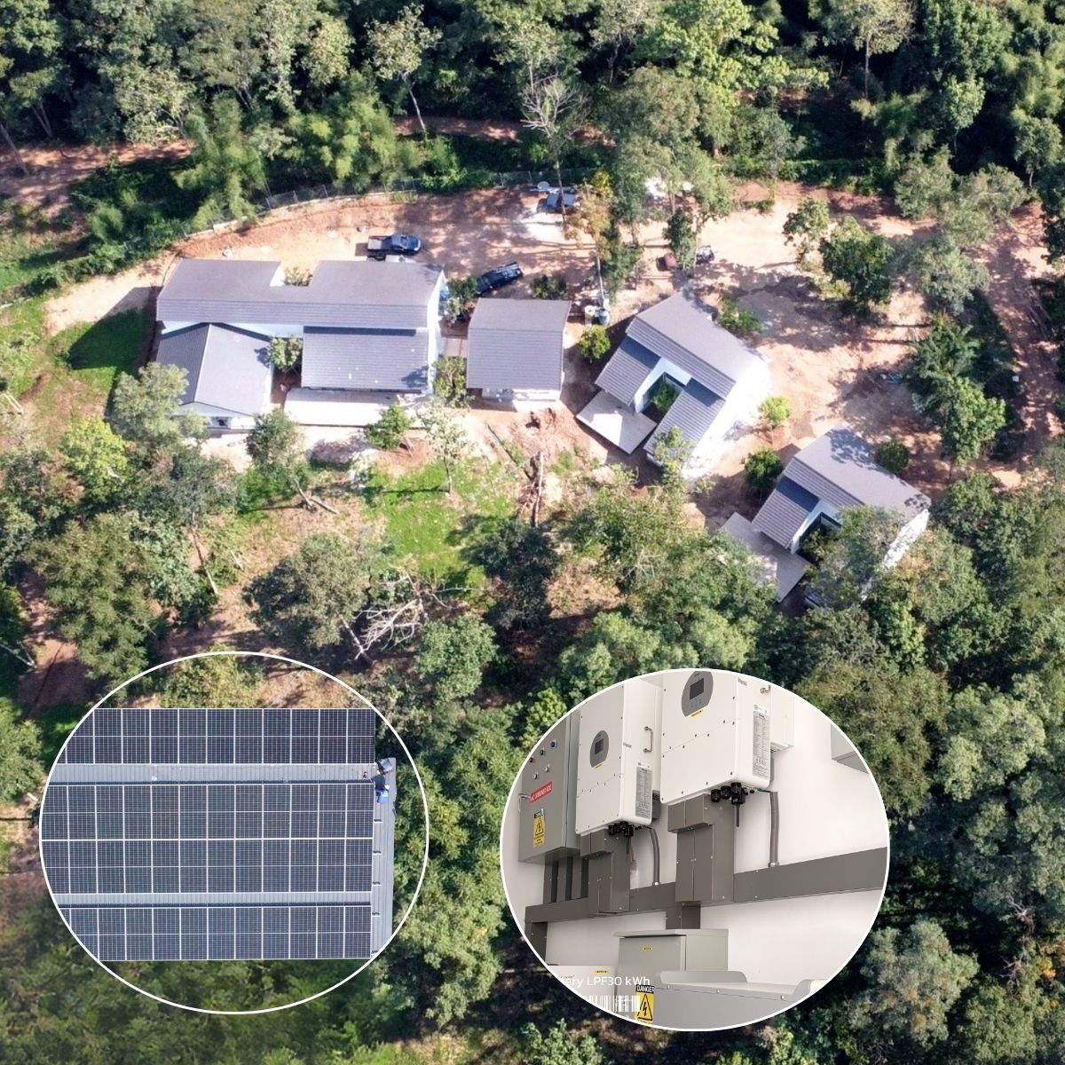 ระบบโซลาร์เซลล์ Hybrid บ้านพักอาศัย แม่ริม เชียงใหม่ 13kW แบตเตอรี่ 30kWh รองรับไฟฟ้าไม่เสถียร